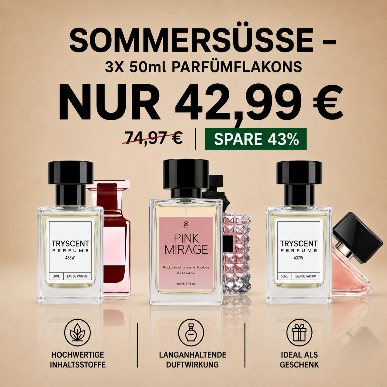 Sommersüße – 3X 50ml Parfümflakons