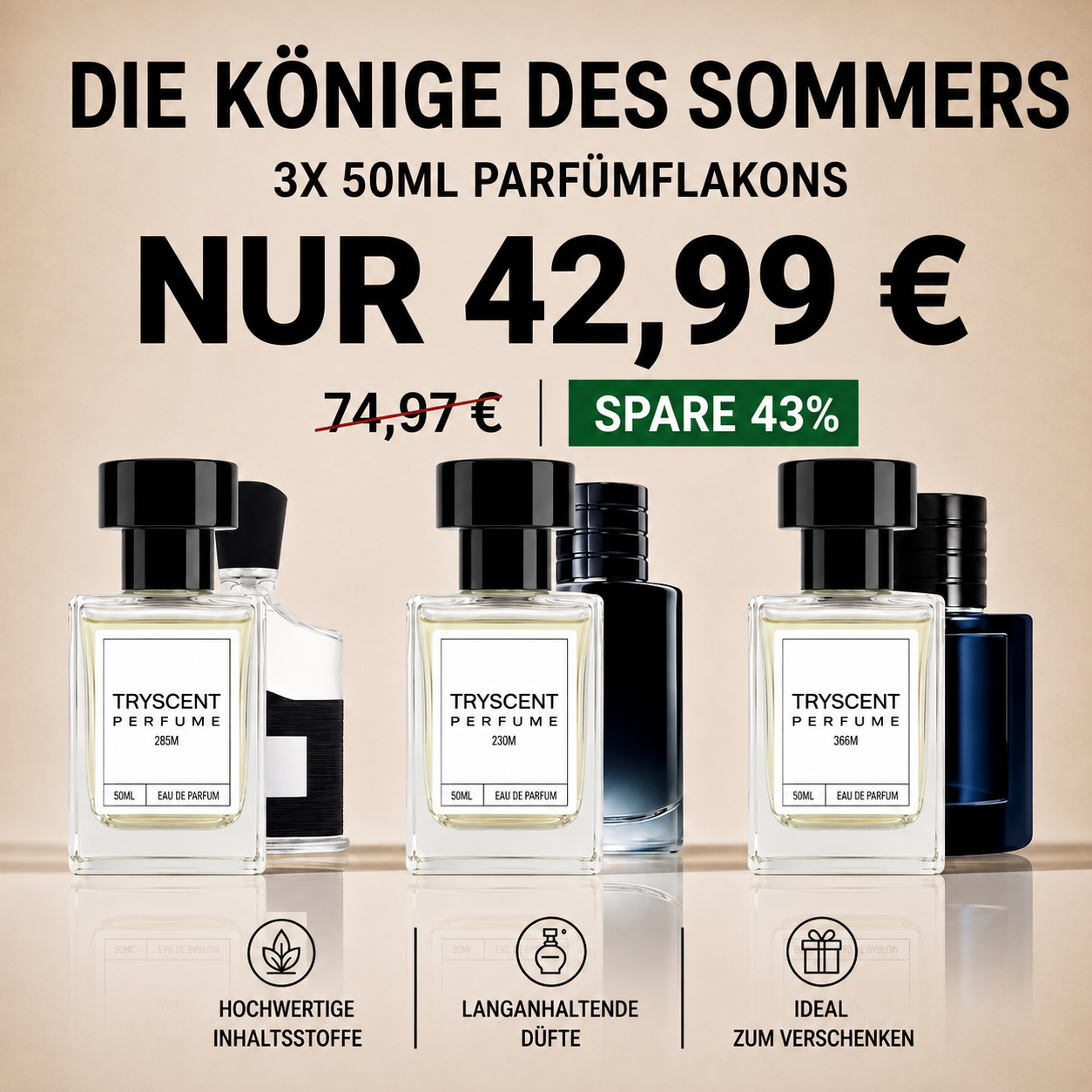 Die Könige des Sommers – 3X 50ml Parfümflakons